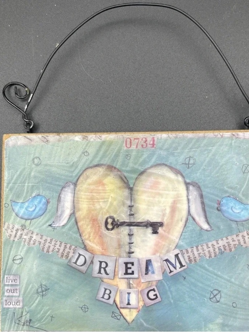 Dream Big Heart Wall Art Plaque in Pastel Green